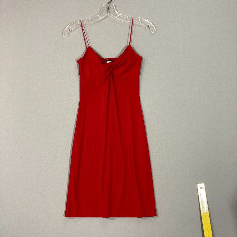 90s Y2K Red Strappy Sleeveless Mini Dress Slinky V-neck Small Sexy Stretch